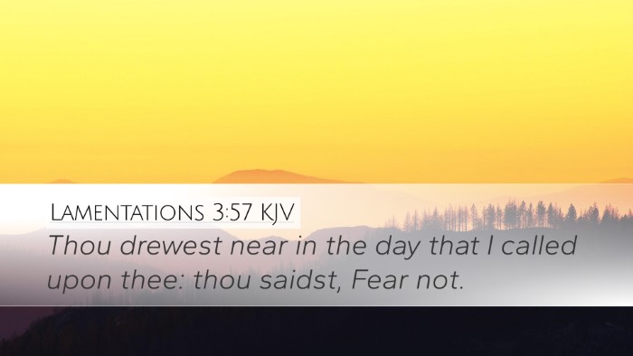 Lamentations 3:57 KJV Desktop Wallpaper - Thou drewest near in the day that I called upon - Desktop Bible Verse Wallpaper