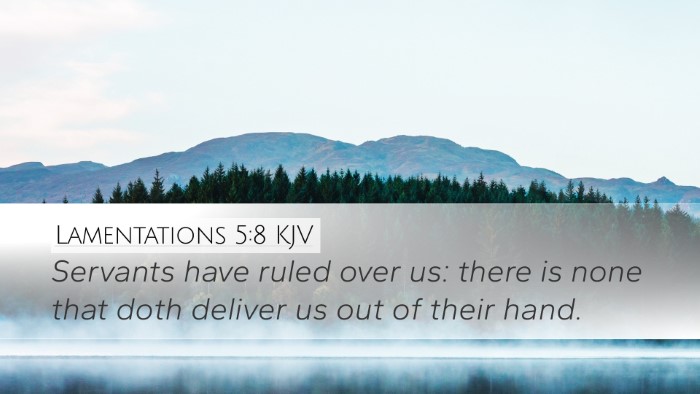 Lamentations 5:8 KJV Desktop Wallpaper - Servants have ruled over us: there is none that - Desktop Bible Verse Wallpaper