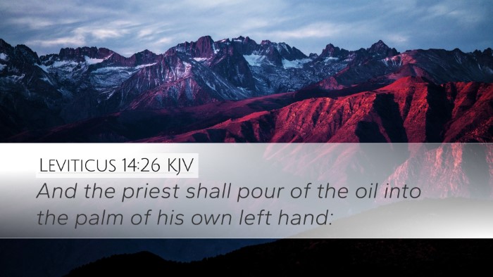 Leviticus 14:26 KJV Desktop Wallpaper - And the priest shall pour of the oil into the - Desktop Bible Verse Wallpaper