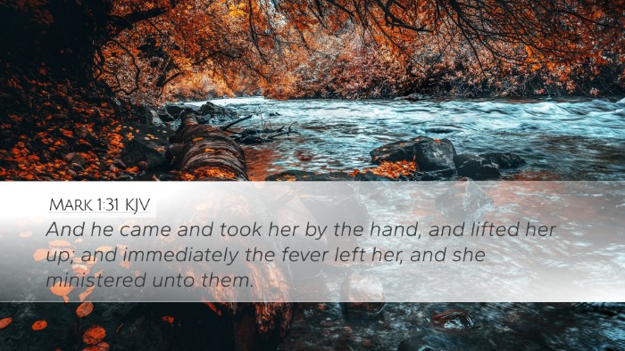 Mark 1:31 KJV Bible Verse Image