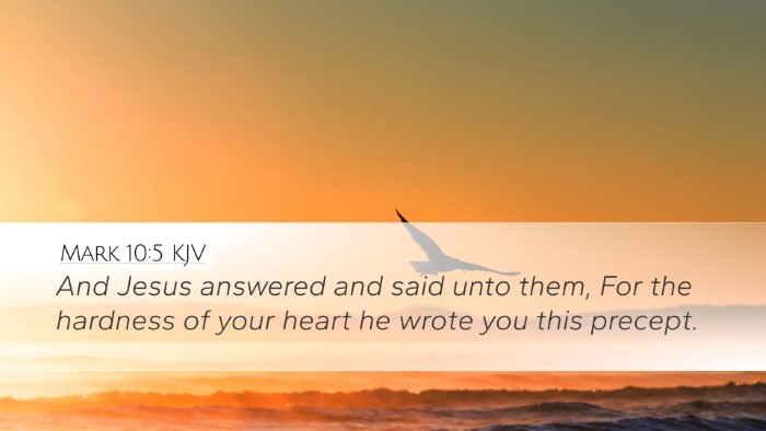 Mark 10:5 KJV Bible Verse Image