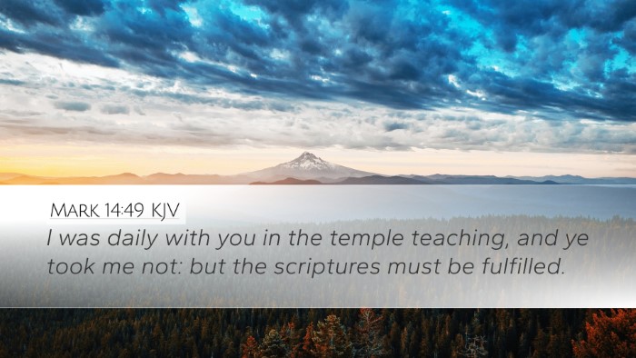 Mark 14:49 KJV Desktop Wallpaper - I was daily with you in the temple teaching, and - Desktop Bible Verse Wallpaper