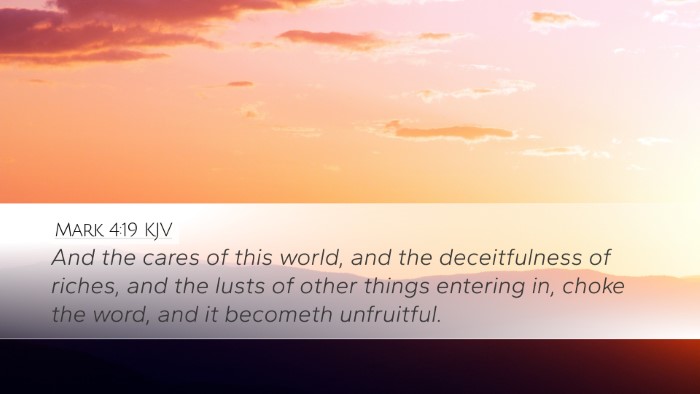 Mark 4:19 KJV Bible Verse Image