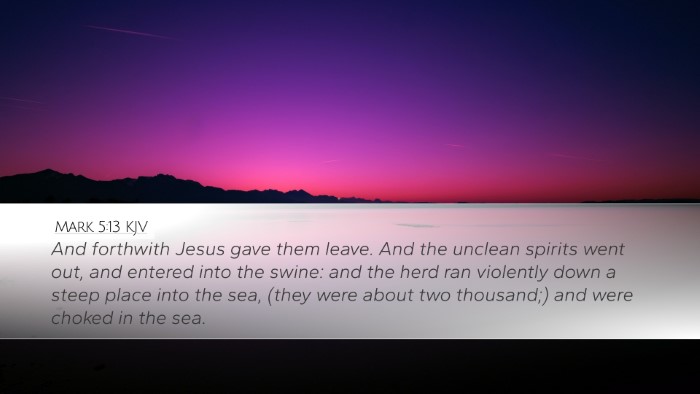 Mark 5:13 KJV Bible Verse Image