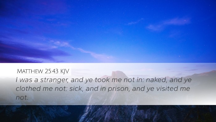 Matthew 25:43 KJV Desktop Wallpaper - I was a stranger, and ye took me not in: naked, - Desktop Bible Verse Wallpaper