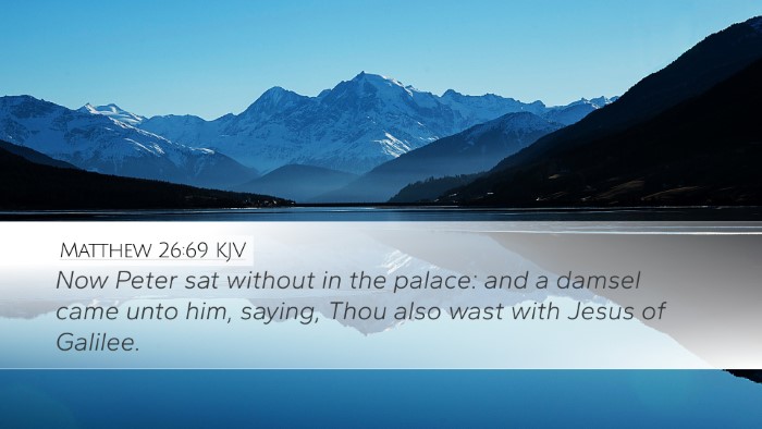 Matthew 26:69 KJV Desktop Wallpaper - Now Peter sat without in the palace: and a damsel - Desktop Bible Verse Wallpaper