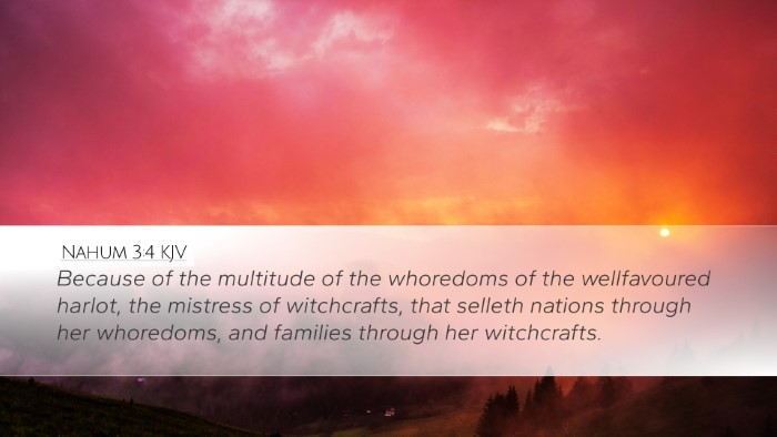 Nahum 3:4 KJV Bible Verse Image