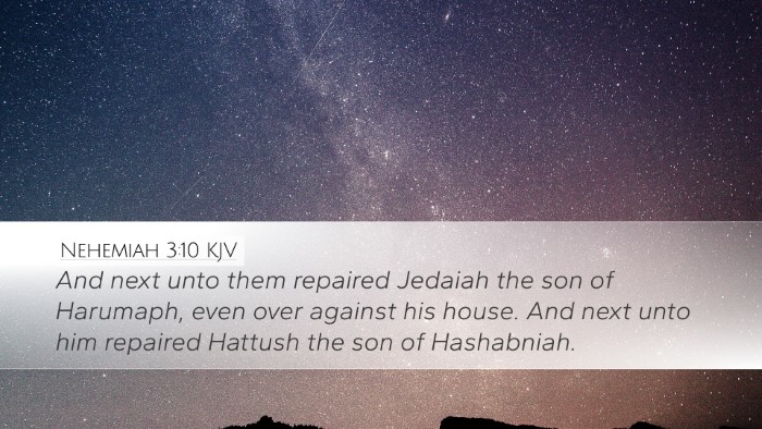 Nehemiah 3:10 KJV Desktop Wallpaper - And next unto them repaired Jedaiah the son of - Desktop Bible Verse Wallpaper