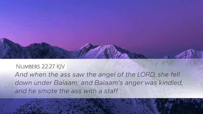 Numbers 22:27 KJV Desktop Wallpaper - And when the ass saw the angel of the LORD, she - Desktop Bible Verse Wallpaper