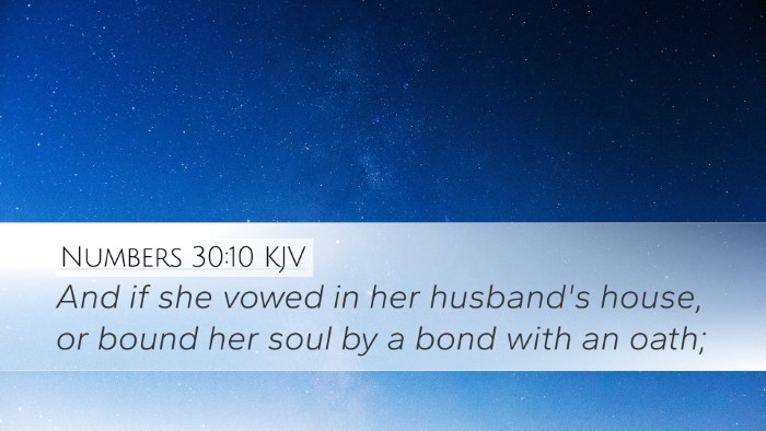 Numbers 30:10 KJV Desktop Wallpaper - And if she vowed in her husband's house, or bound - Desktop Bible Verse Wallpaper