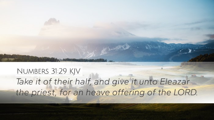 Numbers 31:29 KJV Bible Verse Image