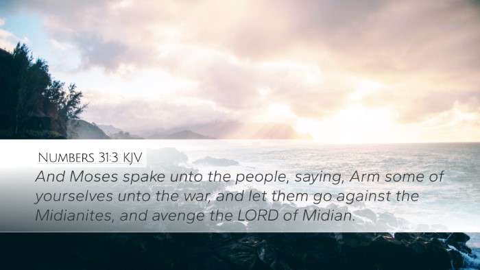 Numbers 31:3 KJV Desktop Wallpaper - And Moses spake unto the people, saying, Arm some - Desktop Bible Verse Wallpaper