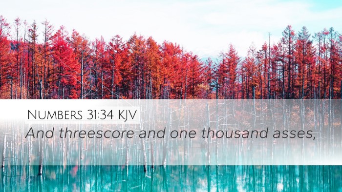 Numbers 31:34 KJV Desktop Wallpaper - And threescore and one thousand - Desktop Bible Verse Wallpaper