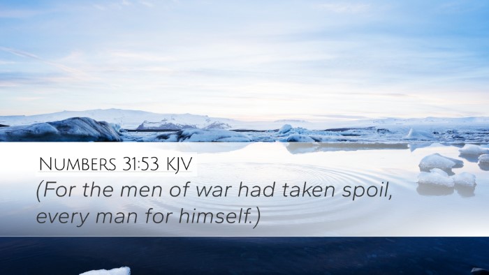 Numbers 31:53 KJV Desktop Wallpaper - (For the men of war had taken spoil, every man - Desktop Bible Verse Wallpaper