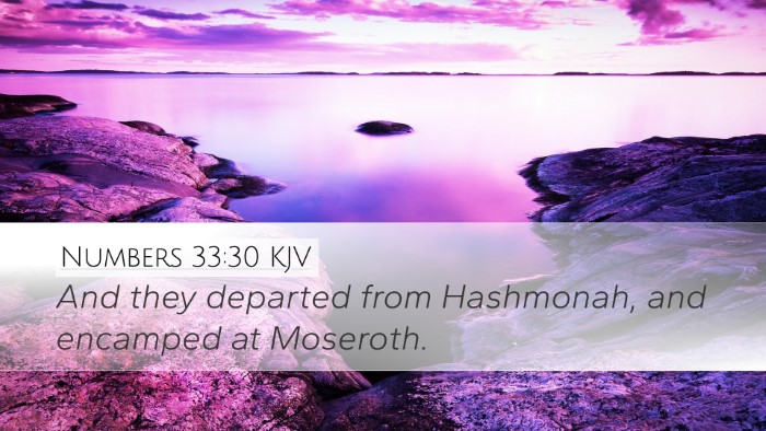 Numbers 33:30 KJV Desktop Wallpaper - And they departed from Hashmonah, and encamped at - Desktop Bible Verse Wallpaper