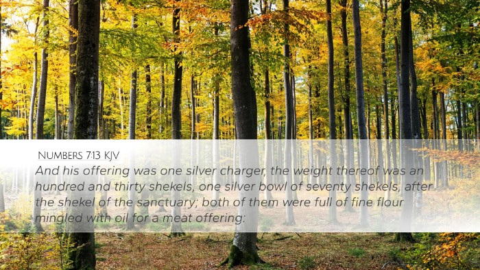 Numbers 7:13 KJV Bible Verse Image