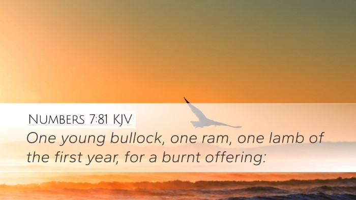 Numbers 7:81 KJV Desktop Wallpaper - One young bullock, one ram, one lamb of the first - Desktop Bible Verse Wallpaper