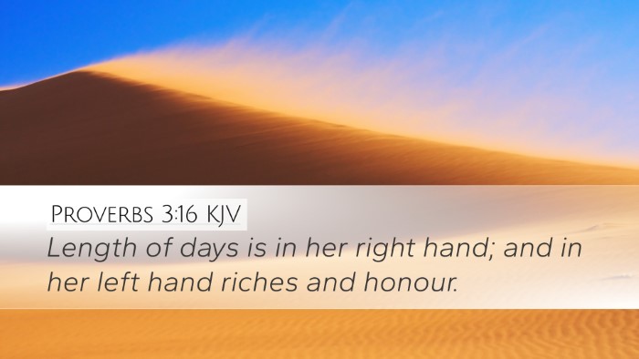 Proverbs 3:16 KJV Bible Verse Image