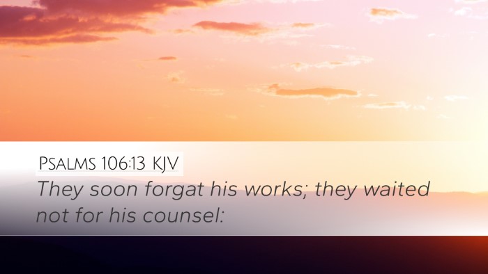 Psalms 106:13 KJV Bible Verse Image