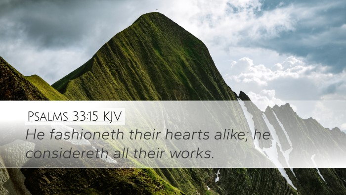 Psalms 33:15 KJV Desktop Wallpaper - He fashioneth their hearts alike; he considereth - Desktop Bible Verse Wallpaper