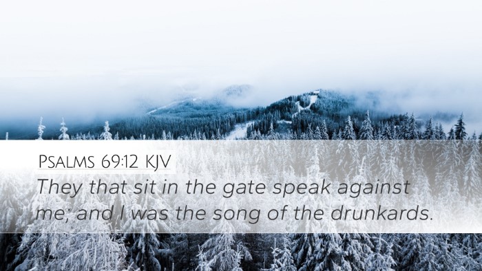 Psalms 69:12 KJV Desktop Wallpaper - They that sit in the gate speak against me; and I - Desktop Bible Verse Wallpaper