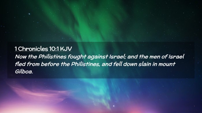 Picture 02 - 1 Chronicles 10:1 KJV Desktop Wallpaper - Now the Philistines fought against Israel; and - Desktop Bible Verse Wallpaper