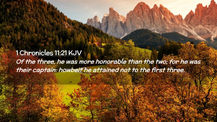 Picture 02 - 1 Chronicles 11:21 KJV Desktop Wallpaper - Of the three, he was more honorable than the two; - Desktop Bible Verse Wallpaper