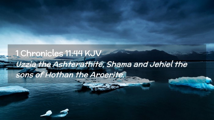 Picture 02 - 1 Chronicles 11:44 KJV Desktop Wallpaper - Uzzia the Ashterathite, Shama and Jehiel the sons - Desktop Bible Verse Wallpaper