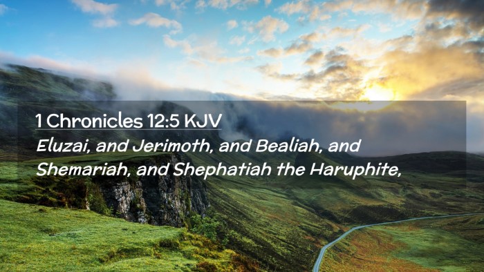 Picture 02 - 1 Chronicles 12:5 KJV Desktop Wallpaper - Eluzai, and Jerimoth, and Bealiah, and Shemariah, - Desktop Bible Verse Wallpaper