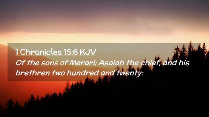 Picture 02 - 1 Chronicles 15:6 KJV Desktop Wallpaper - Of the sons of Merari; Asaiah the chief, and his - Desktop Bible Verse Wallpaper