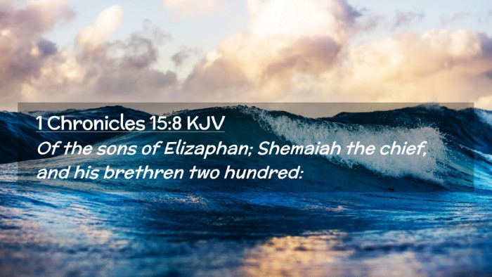 Picture 02 - 1 Chronicles 15:8 KJV Desktop Wallpaper - Of the sons of Elizaphan; Shemaiah the chief, and - Desktop Bible Verse Wallpaper