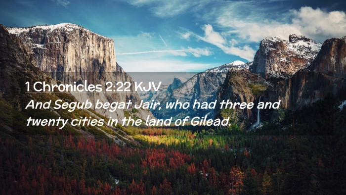 Picture 02 - 1 Chronicles 2:22 KJV Desktop Wallpaper - And Segub begat Jair, who had three and twenty - Desktop Bible Verse Wallpaper