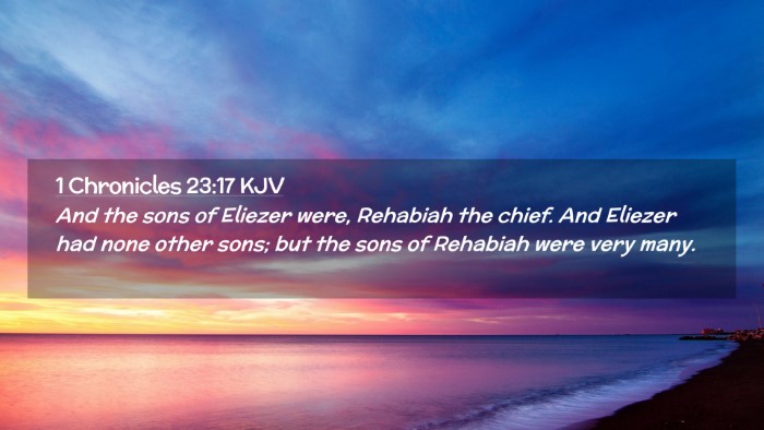 Picture 02 - 1 Chronicles 23:17 KJV Desktop Wallpaper - And the sons of Eliezer were, Rehabiah the chief. - Desktop Bible Verse Wallpaper