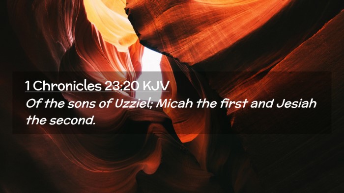 Picture 02 - 1 Chronicles 23:20 KJV Desktop Wallpaper - Of the sons of Uzziel; Micah the first and Jesiah - Desktop Bible Verse Wallpaper