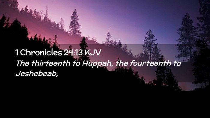Picture 02 - 1 Chronicles 24:13 KJV Desktop Wallpaper - The thirteenth to Huppah, the fourteenth to - Desktop Bible Verse Wallpaper