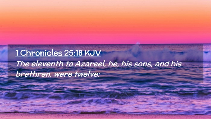 Picture 02 - 1 Chronicles 25:18 KJV Desktop Wallpaper - The eleventh to Azareel, he, his sons, and his - Desktop Bible Verse Wallpaper