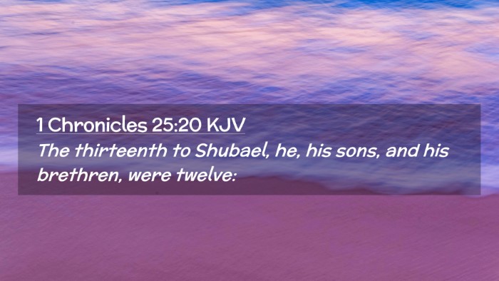 Picture 02 - 1 Chronicles 25:20 KJV Desktop Wallpaper - The thirteenth to Shubael, he, his sons, and his - Desktop Bible Verse Wallpaper