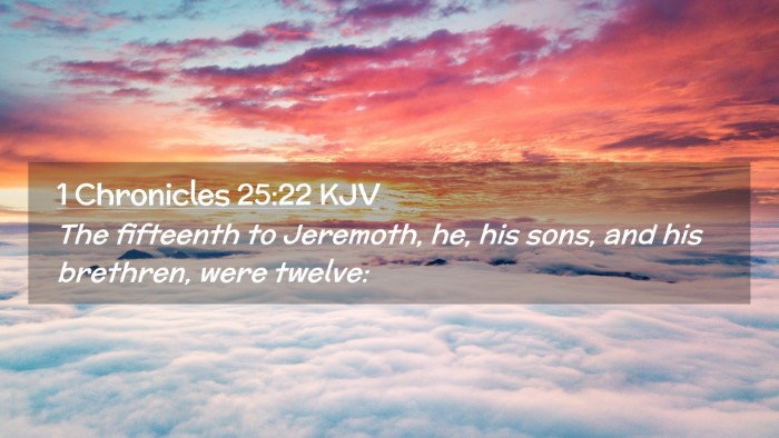 Picture 02 - 1 Chronicles 25:22 KJV Desktop Wallpaper - The fifteenth to Jeremoth, he, his sons, and his - Desktop Bible Verse Wallpaper