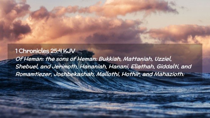 Picture 02 - 1 Chronicles 25:4 KJV Desktop Wallpaper - Of Heman: the sons of Heman: Bukkiah, Mattaniah, - Desktop Bible Verse Wallpaper