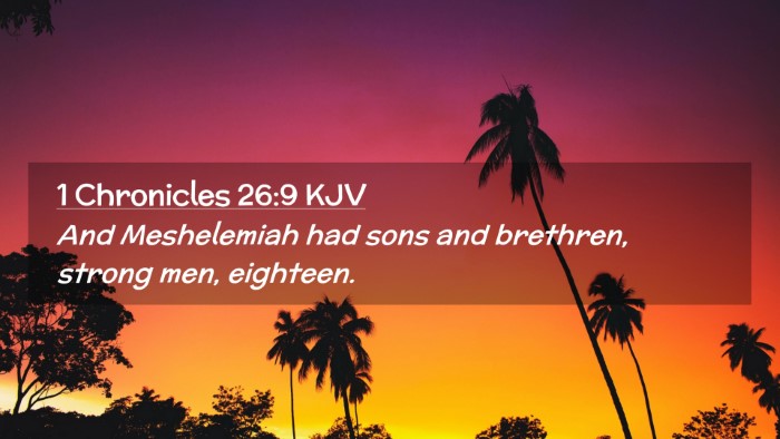 Picture 02 - 1 Chronicles 26:9 KJV Desktop Wallpaper - And Meshelemiah had sons and brethren, strong - Desktop Bible Verse Wallpaper