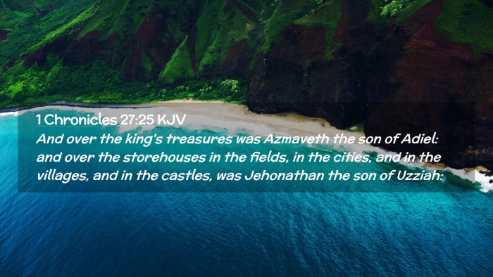 Picture 02 - 1 Chronicles 27:25 KJV Desktop Wallpaper - And over the king's treasures was Azmaveth the - Desktop Bible Verse Wallpaper