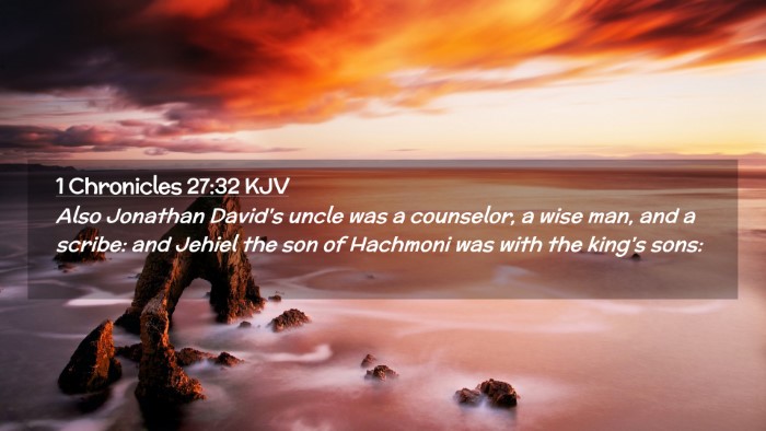Picture 02 - 1 Chronicles 27:32 KJV Desktop Wallpaper - Also Jonathan David's uncle was a counselor, a - Desktop Bible Verse Wallpaper