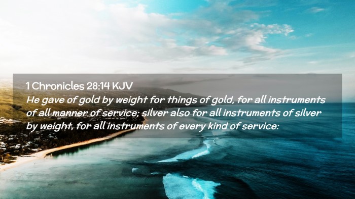 Picture 02 - 1 Chronicles 28:14 KJV Desktop Wallpaper - He gave of gold by weight for things of gold, for - Desktop Bible Verse Wallpaper