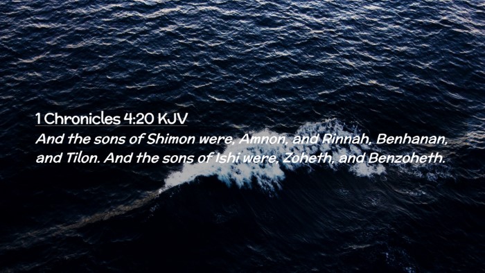 Picture 02 - 1 Chronicles 4:20 KJV Desktop Wallpaper - And the sons of Shimon were, Amnon, and Rinnah, - Desktop Bible Verse Wallpaper
