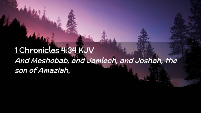 Picture 02 - 1 Chronicles 4:34 KJV Desktop Wallpaper - And Meshobab, and Jamlech, and Joshah, the son of - Desktop Bible Verse Wallpaper