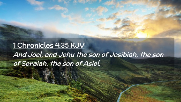 Picture 02 - 1 Chronicles 4:35 KJV Desktop Wallpaper - And Joel, and Jehu the son of Josibiah, the son - Desktop Bible Verse Wallpaper