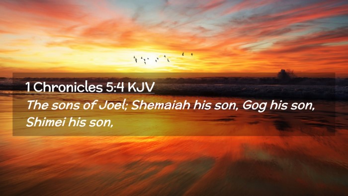 Picture 02 - 1 Chronicles 5:4 KJV Desktop Wallpaper - The sons of Joel; Shemaiah his son, Gog his son, - Desktop Bible Verse Wallpaper