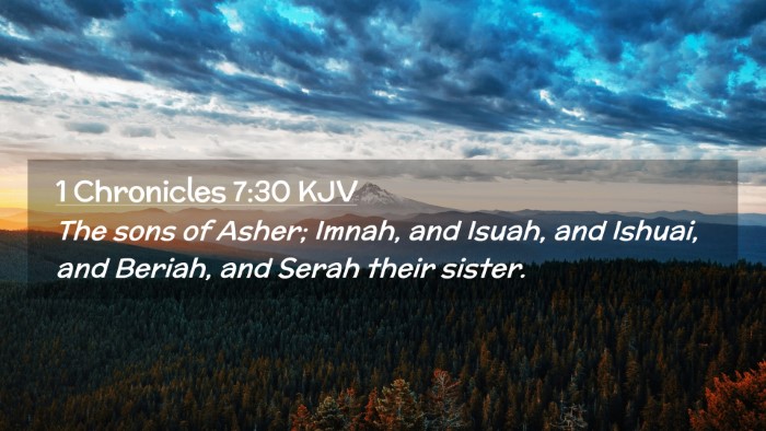 Picture 02 - 1 Chronicles 7:30 KJV Desktop Wallpaper - The sons of Asher; Imnah, and Isuah, and Ishuai, - Desktop Bible Verse Wallpaper