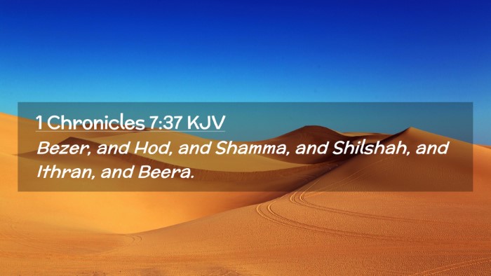 Picture 02 - 1 Chronicles 7:37 KJV Desktop Wallpaper - Bezer, and Hod, and Shamma, and Shilshah, and - Desktop Bible Verse Wallpaper