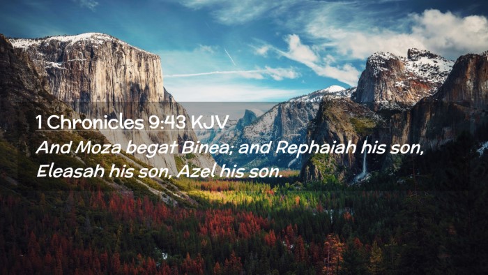 Picture 02 - 1 Chronicles 9:43 KJV Desktop Wallpaper - And Moza begat Binea; and Rephaiah his son, - Desktop Bible Verse Wallpaper